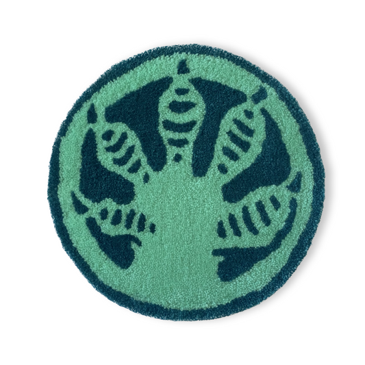 【受注制作／REPTILE RUGS】Gecko Stamp rug／TurquoiseGreen