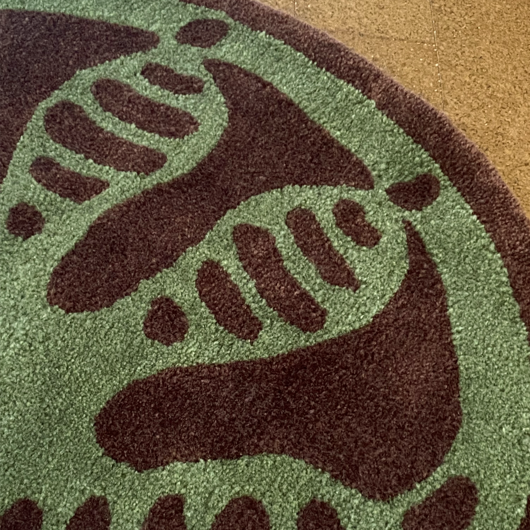 【受注制作／REPTILE RUGS】Gecko Stamp rug／BrownGreen